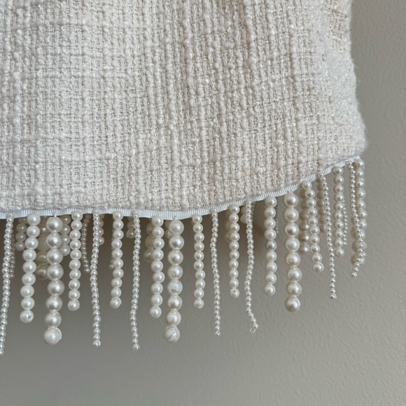 Jason Wu Cream Sleeveless Crop Top Pearl Fringe - Picture 8 of 10